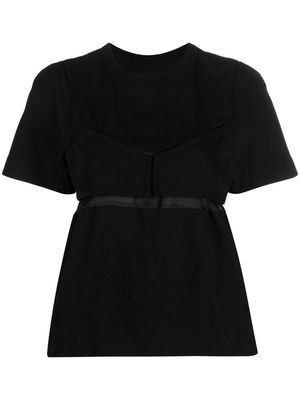 sacai layered-design cotton T-shirt - Black