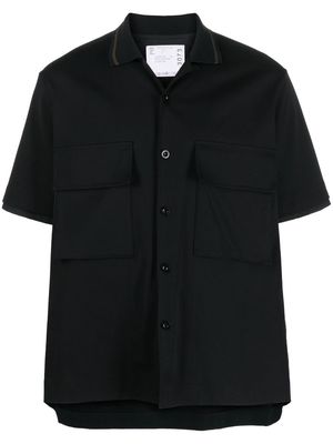 sacai layered-detail short-sleeved shirt - Black