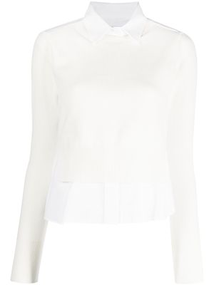 sacai layered-effect shirt jumper - White