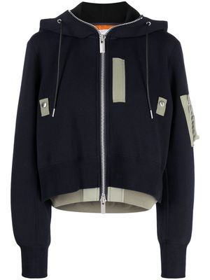 sacai layered hooded jacket - Blue