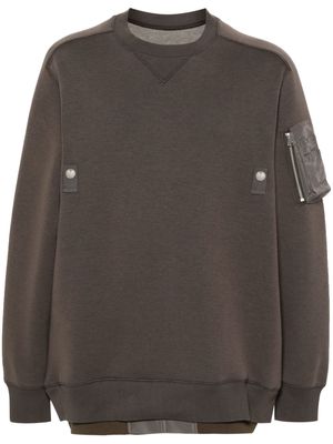 sacai layered jersey sweatshirt - Brown