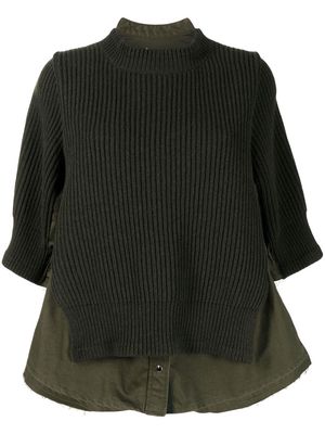sacai layered knitted jumper - Green