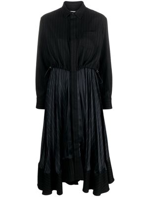 sacai layered pinstripe midi dress - Black