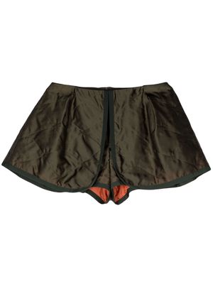 sacai layered quilted mini shorts - Green