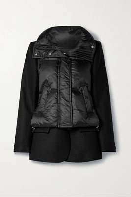 Sacai - Layered Quilted Padded Shell And Wool Jacket - Black