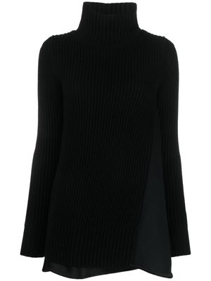 sacai layered ribbed-knit jumper - Black