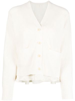 sacai layered satin-panel cardigan - White