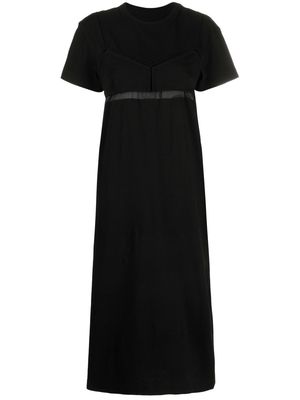sacai layered short-sleeve midi dress - Black