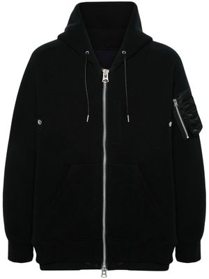 sacai layered zipped hoodie - Black