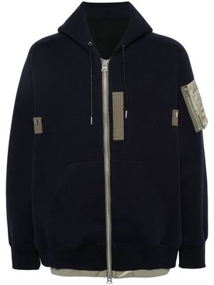 sacai layered zipped hoodie - Blue