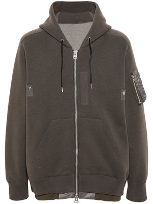 sacai layered zipped hoodie - Brown
