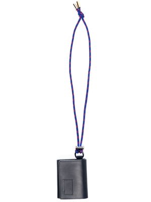 sacai leather tri-fold wallet with strap - Blue