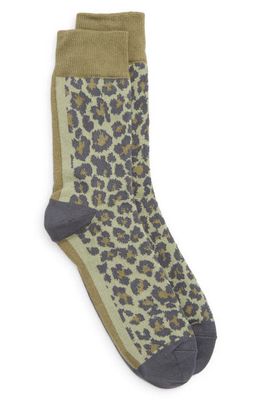 Sacai Leopard Jacquard Socks in Khaki