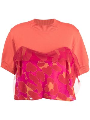 sacai leopard-print knitted top - Orange