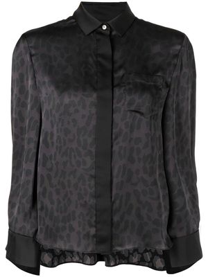 sacai leopard-print wide-sleeved shirt - Black