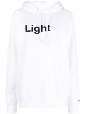 sacai Light My Fire slogan-print hoodie - White
