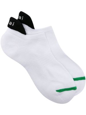 sacai logo-embroidered ankle socks - White