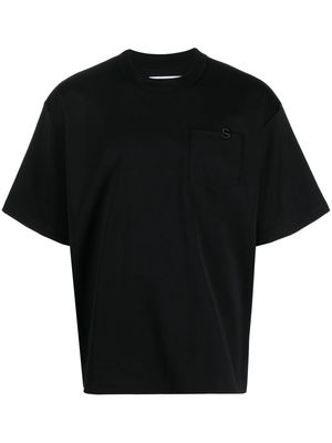sacai logo-embroidered patch-pocket T-shirt - Black