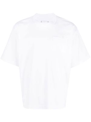 sacai logo-embroidered patch-pocket T-shirt - White