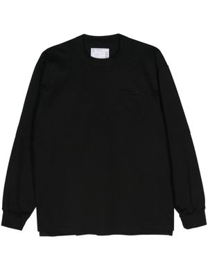 sacai logo-embroidered T-shirt - Black