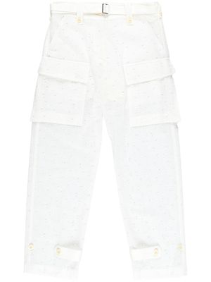 sacai logo-embroidery trousers - White