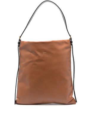 sacai logo-lettering leather shoulder bag - Brown