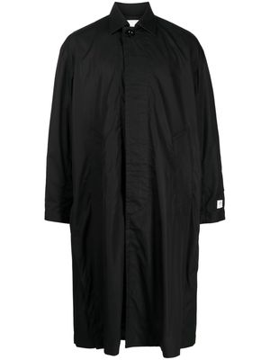 sacai logo-patch mid-length coat - Black