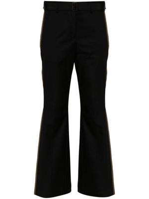 sacai logo-patch wool flared trousers - Black
