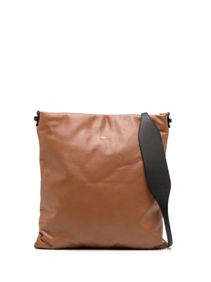 sacai logo-print leather tote bag - Brown