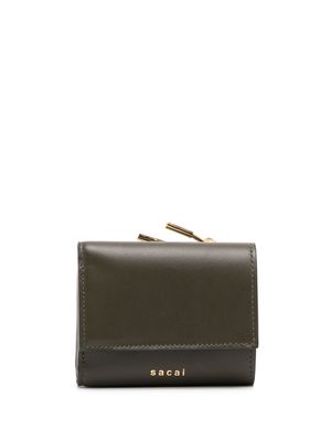 sacai logo-print leather wallet - Black