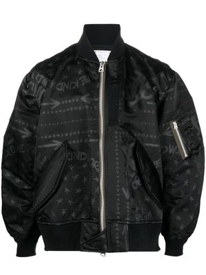 sacai logo-print zip-up bomber jacket - Black