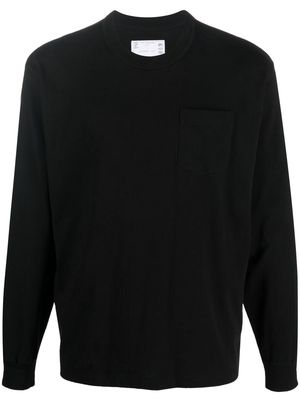 sacai long-sleeve patch-pocket T-shirt - Black