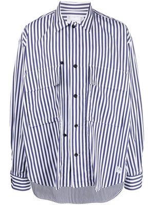 sacai long-sleeve striped cotton shirt - Blue