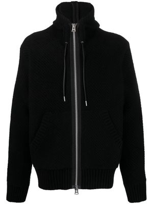 sacai long-sleeves zip-up hoodie - Black