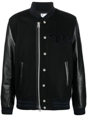 sacai Madsaki leather-sleeve bomber jacket - Black
