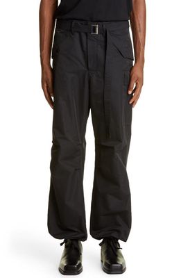 Sacai Military Belted Cargo Pants in Black