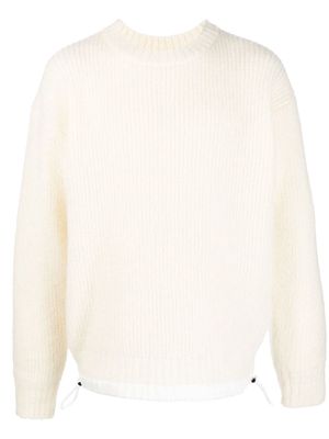 sacai mohair-wool elasticated-hem jumper - White