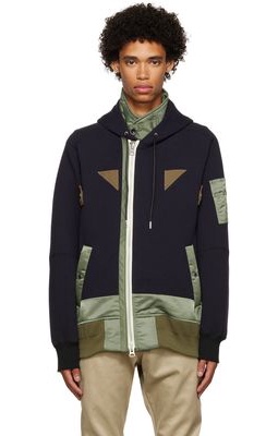 sacai Navy Cotton Zip-Up Jacket
