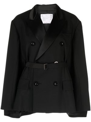 sacai notched-lapels wool-blend blazer - Black