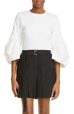 Sacai Nylon Twill & Cotton Stretch Jersey Top in White