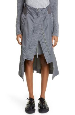 Sacai Nylon Twill Midi Skirt in Charcoal Grey