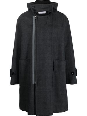 sacai off-centre zip-fastening coat - Grey
