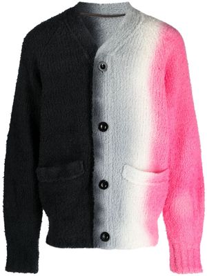 sacai ombré-effect V-neck wool cardigan - Grey