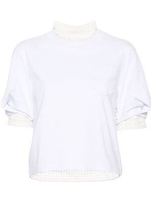 sacai open-knit panelled T-shirt - White