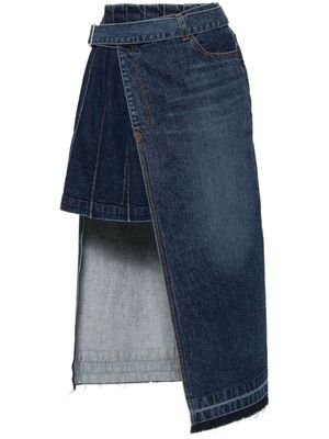 sacai overlapping denim midi skirt - Blue