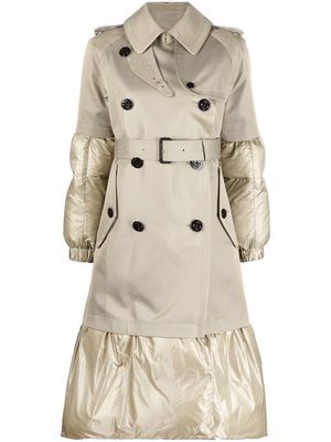 sacai padded trench coat - Neutrals