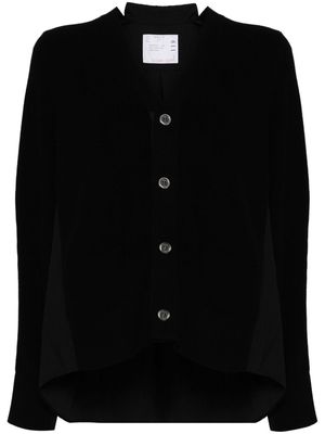 sacai panelled cotton cardigan - Black