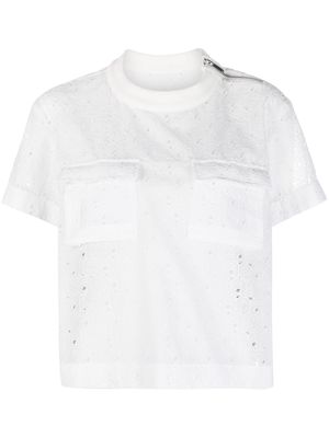 sacai panelled cut-out detail T-shirt - White