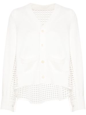 sacai panelled-design cardigan - White