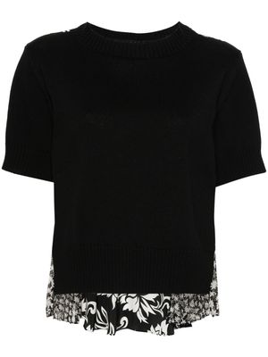 sacai panelled-design knitted top - Black
